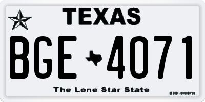 TX license plate BGE4071