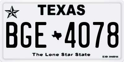 TX license plate BGE4078