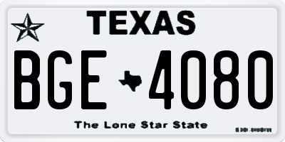 TX license plate BGE4080