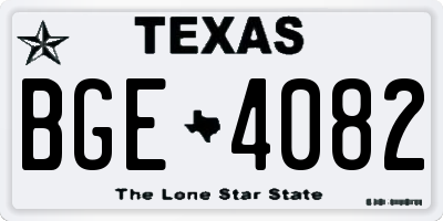 TX license plate BGE4082