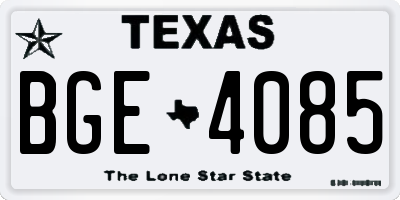 TX license plate BGE4085