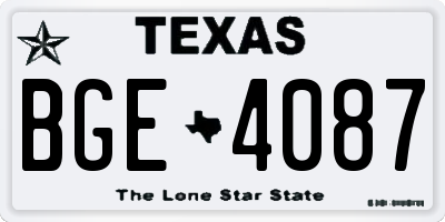 TX license plate BGE4087