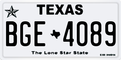 TX license plate BGE4089