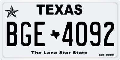 TX license plate BGE4092