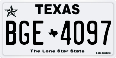TX license plate BGE4097