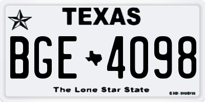 TX license plate BGE4098