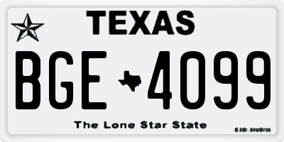 TX license plate BGE4099