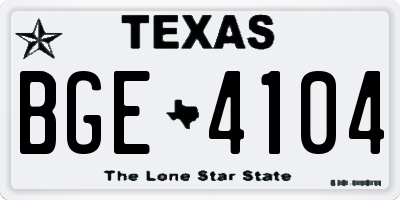 TX license plate BGE4104