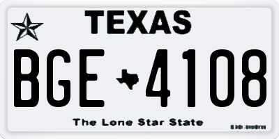 TX license plate BGE4108