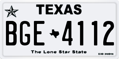 TX license plate BGE4112
