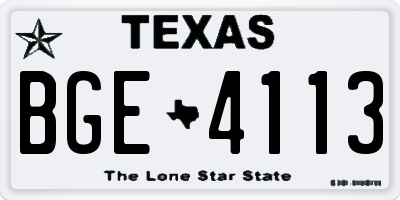TX license plate BGE4113