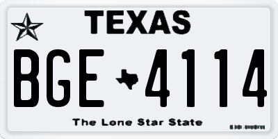 TX license plate BGE4114