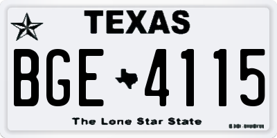 TX license plate BGE4115