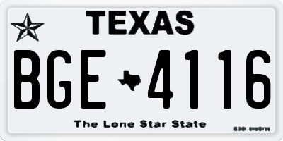 TX license plate BGE4116