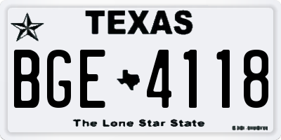 TX license plate BGE4118