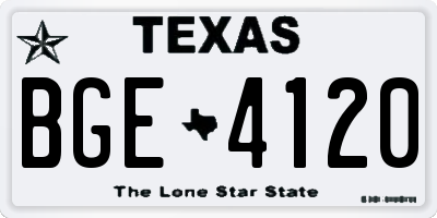 TX license plate BGE4120