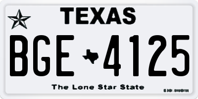 TX license plate BGE4125
