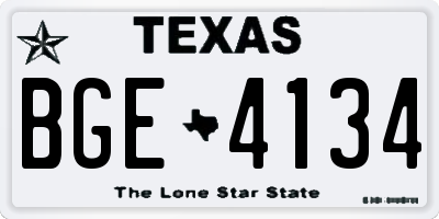 TX license plate BGE4134