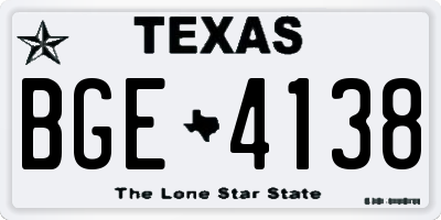 TX license plate BGE4138