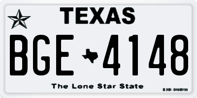 TX license plate BGE4148