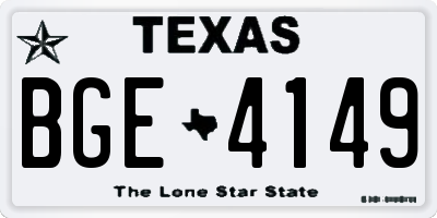 TX license plate BGE4149