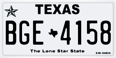 TX license plate BGE4158