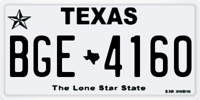 TX license plate BGE4160