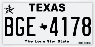 TX license plate BGE4178