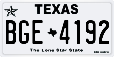 TX license plate BGE4192