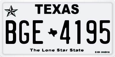 TX license plate BGE4195