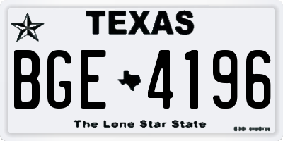 TX license plate BGE4196