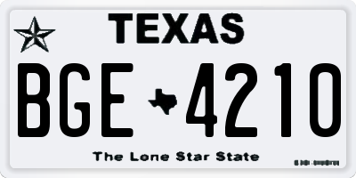 TX license plate BGE4210
