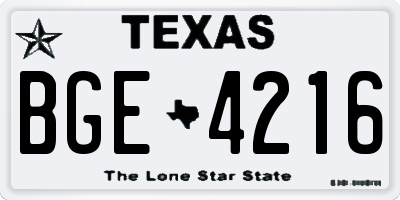 TX license plate BGE4216