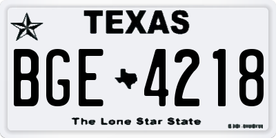 TX license plate BGE4218
