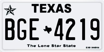 TX license plate BGE4219