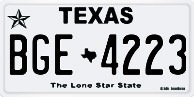 TX license plate BGE4223