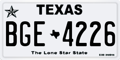 TX license plate BGE4226