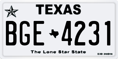 TX license plate BGE4231