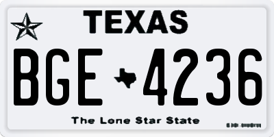 TX license plate BGE4236