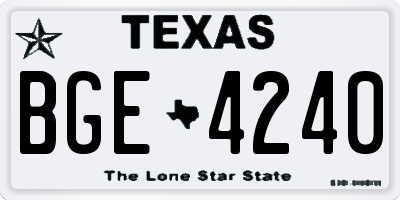 TX license plate BGE4240