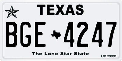 TX license plate BGE4247