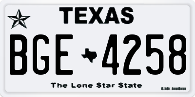 TX license plate BGE4258