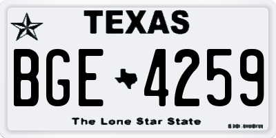 TX license plate BGE4259