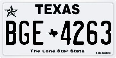 TX license plate BGE4263