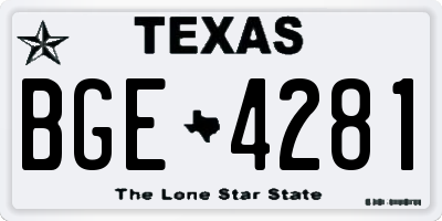 TX license plate BGE4281