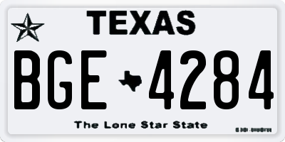 TX license plate BGE4284