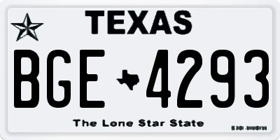 TX license plate BGE4293
