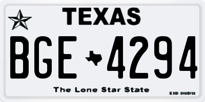 TX license plate BGE4294