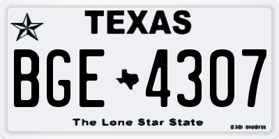 TX license plate BGE4307