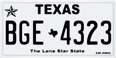 TX license plate BGE4323